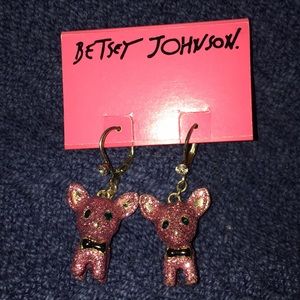 Pink Glittery Chihuahua Earrings